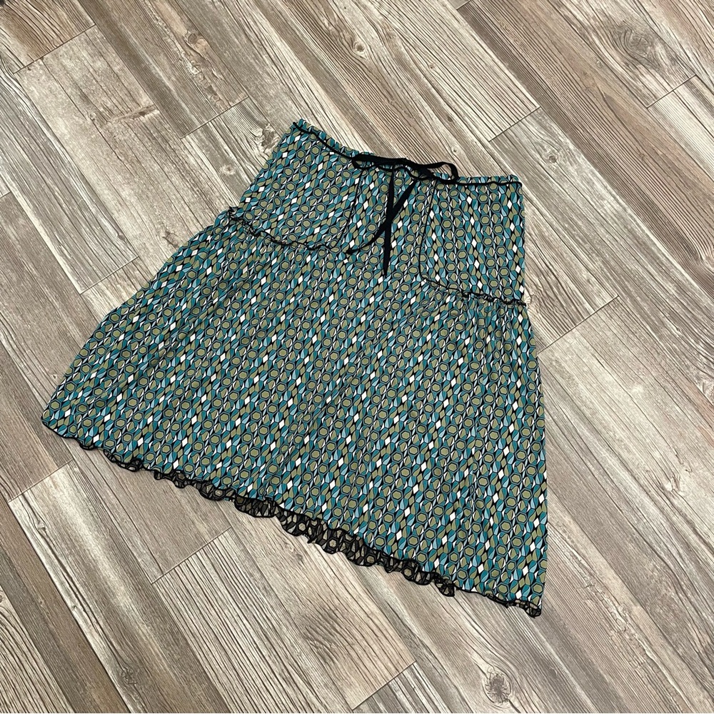 Vintage Max Studio Green and Blue Patterned Skirt